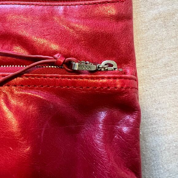 Hobo Crossbody Long Strap Red Leather Purse - Picture 5 of 12